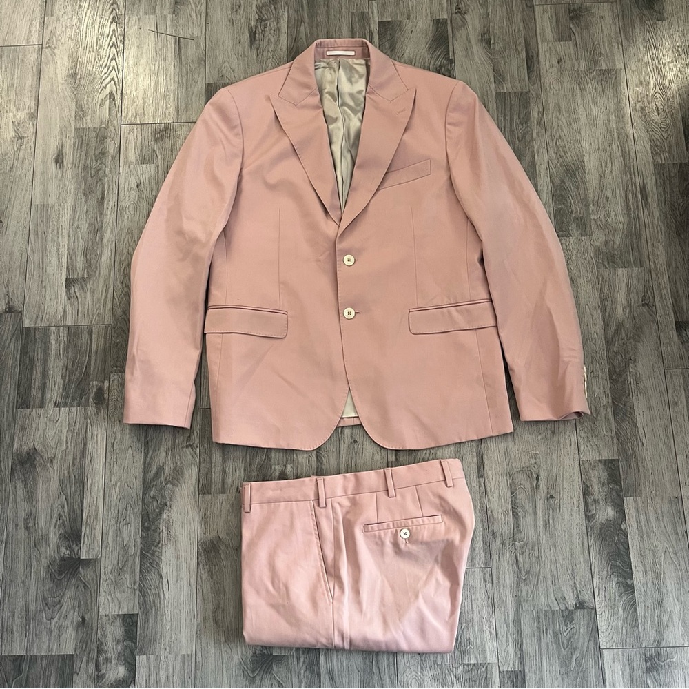 Pal Zileri Wool Suit Size 54 Italy Peak Lapel Jacket with Pants